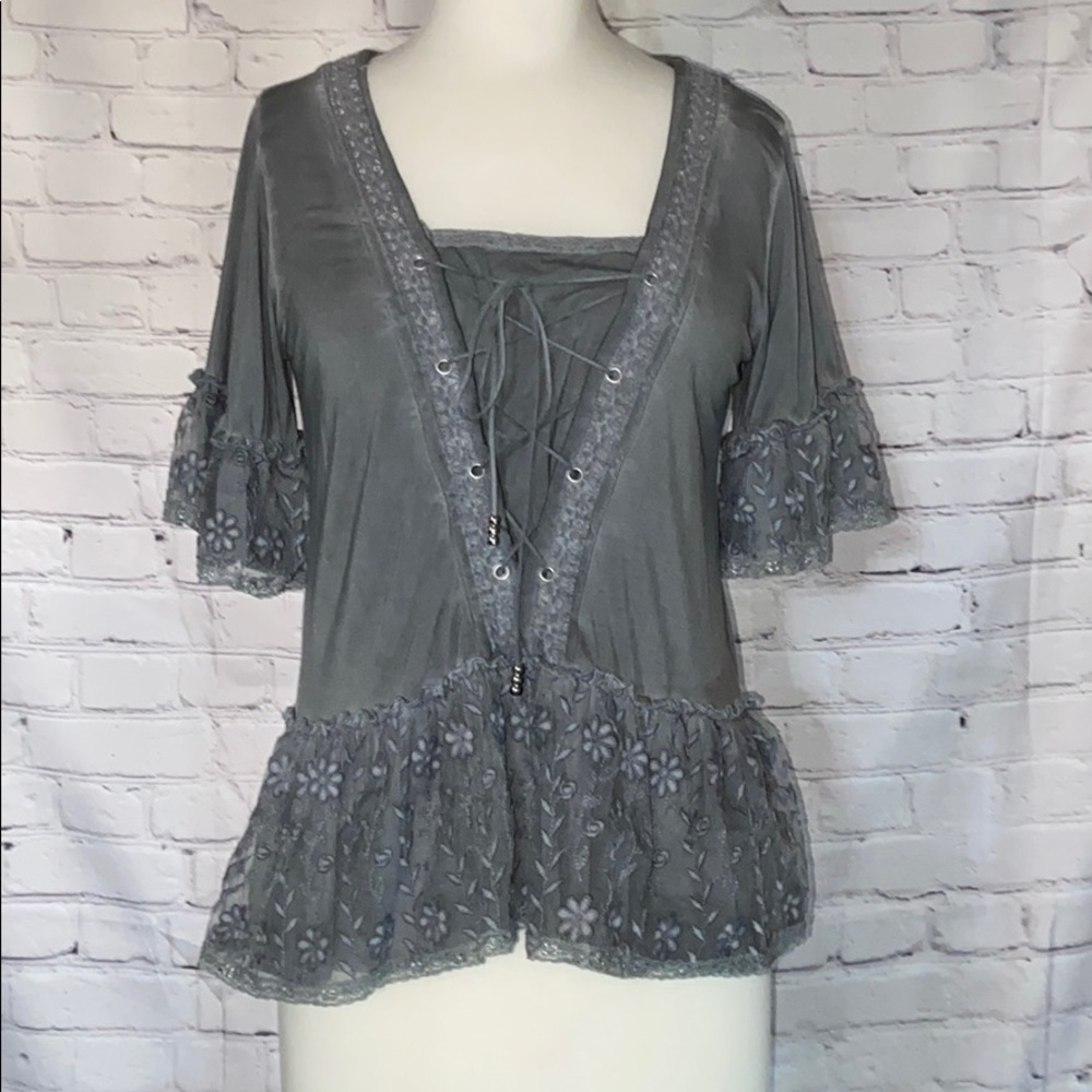 Grey Lace Corset Top